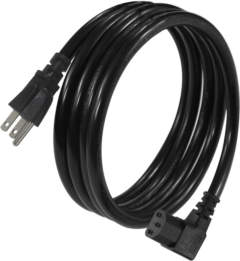 SPARKING 6FT 90 Degree Computer Monitor Power Cord - NEMA 5-15P to Right Angle C13 Power Cord, 13A 125V, 16AWG, Black Replacement Angled Printer/TV 3 Prong AC Cord, PC Power Supply Cable - Image 1
